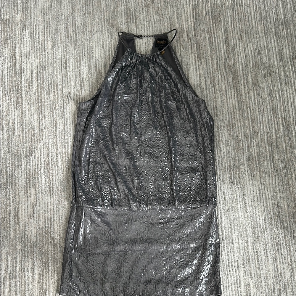 Laundry Silver Sequin Halter Dress